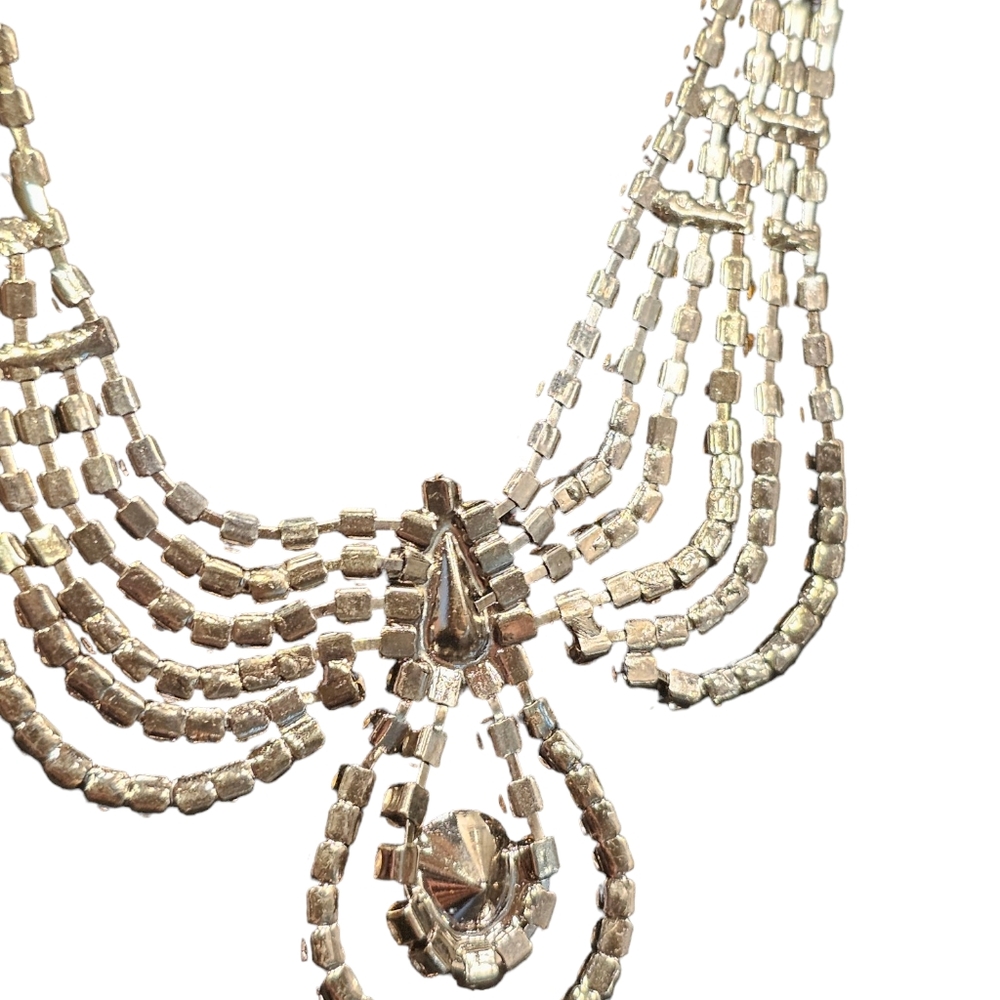 Pink/Peach Paste Crystal Rhinestone Necklace - Picture 4 of 5